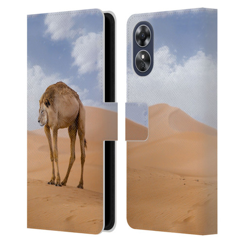 Pixelmated Animals Surreal Wildlife Camel Lion Leather Book Wallet Case Cover For OPPO A17