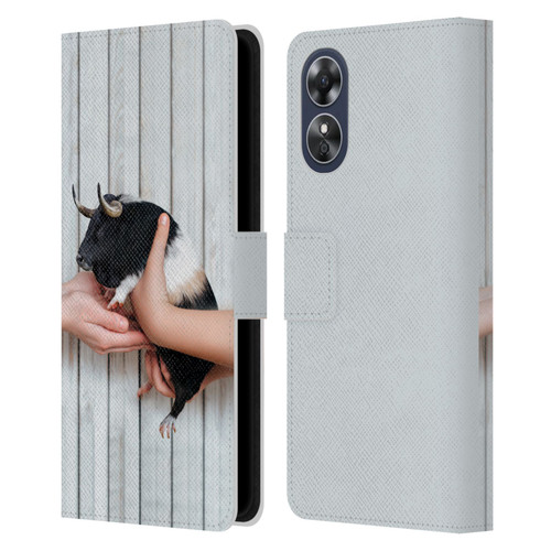 Pixelmated Animals Surreal Wildlife Guinea Bull Leather Book Wallet Case Cover For OPPO A17