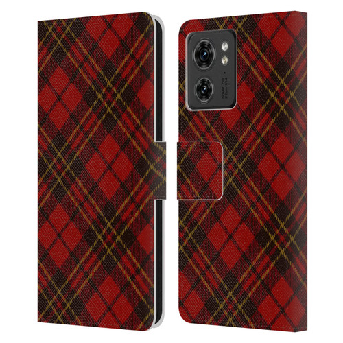 PLdesign Christmas Red Tartan Leather Book Wallet Case Cover For Motorola Moto Edge 40