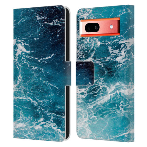 PLdesign Water Sea Leather Book Wallet Case Cover For Google Pixel 7a