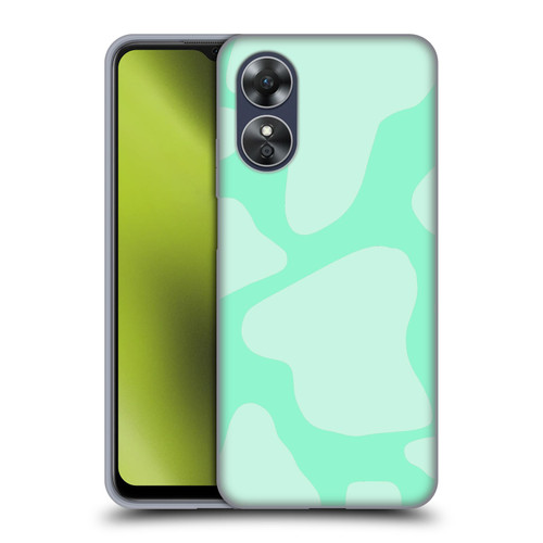 Grace Illustration Cow Prints Mint Green Soft Gel Case for OPPO A17