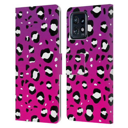 Grace Illustration Animal Prints Pink Leopard Leather Book Wallet Case Cover For Motorola Moto Edge 40 Pro