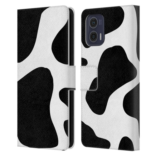 Grace Illustration Animal Prints Cow Leather Book Wallet Case Cover For Motorola Moto G73 5G