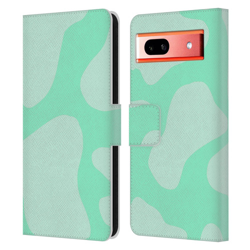 Grace Illustration Cow Prints Mint Green Leather Book Wallet Case Cover For Google Pixel 7a