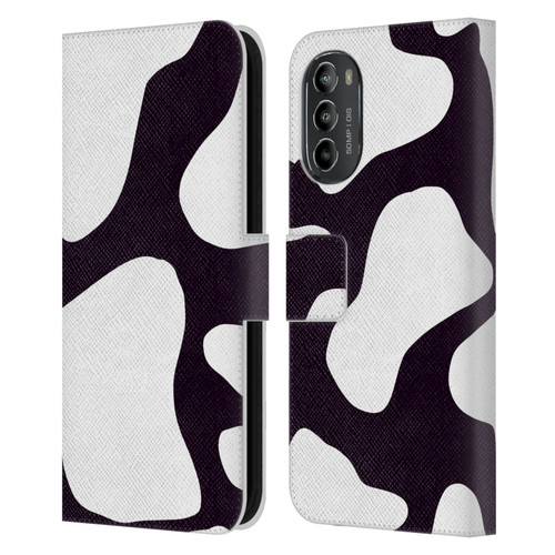 Grace Illustration Cow Prints Black And White Leather Book Wallet Case Cover For Motorola Moto G82 5G