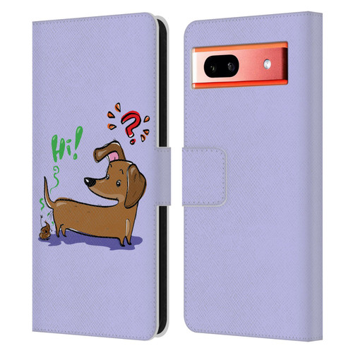 Grace Illustration Dogs Dachshund Leather Book Wallet Case Cover For Google Pixel 7a