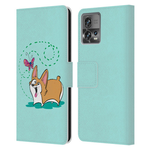 Grace Illustration Dogs Corgi Leather Book Wallet Case Cover For Motorola Moto Edge 30 Fusion