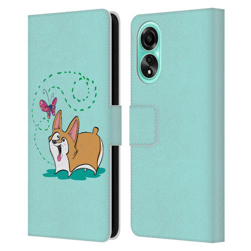 Grace Illustration Dogs Corgi Leather Book Wallet Case Cover For OPPO A78 4G