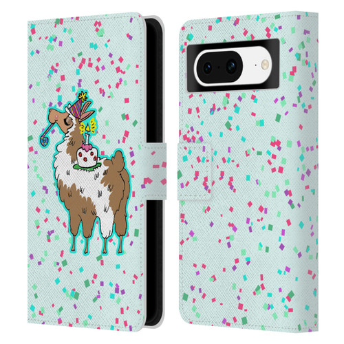 Grace Illustration Llama Birthday Leather Book Wallet Case Cover For Google Pixel 8