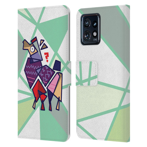 Grace Illustration Llama Cubist Leather Book Wallet Case Cover For Motorola Moto Edge 40 Pro