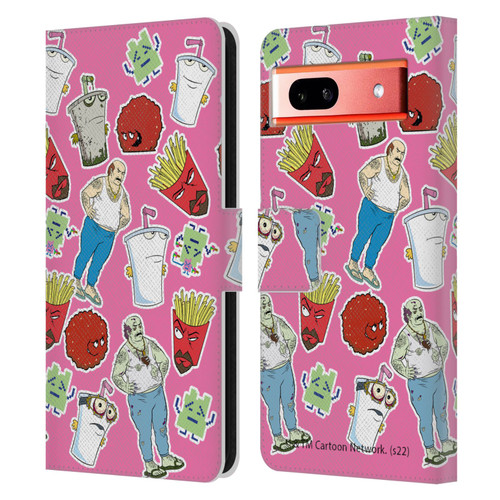Aqua Teen Hunger Force Graphics Icons Leather Book Wallet Case Cover For Google Pixel 7a