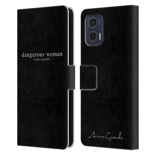Ariana Grande Dangerous Woman Text Leather Book Wallet Case Cover For Motorola Moto G73 5G