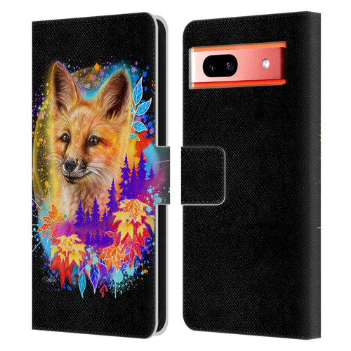 Sheena Pike Animals Red Fox Spirit & Autumn Leaves Leather Book Wallet Case Cover For Google Pixel 7a