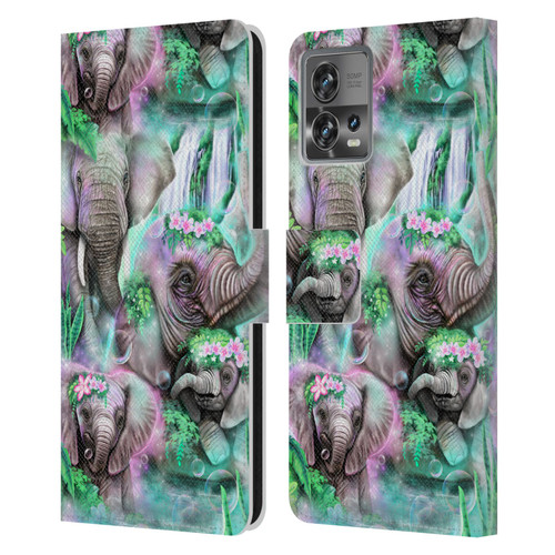 Sheena Pike Animals Daydream Elephants Lagoon Leather Book Wallet Case Cover For Motorola Moto Edge 30 Fusion