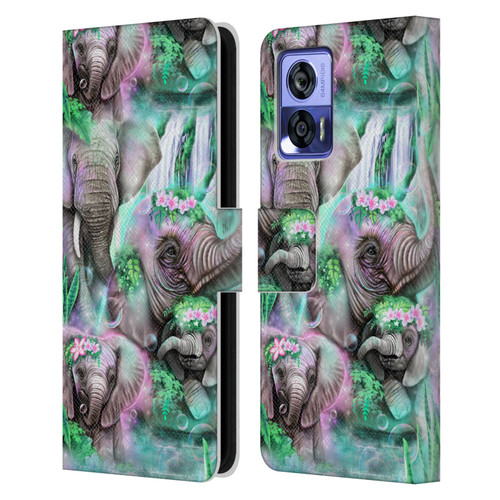 Sheena Pike Animals Daydream Elephants Lagoon Leather Book Wallet Case Cover For Motorola Edge 30 Neo 5G
