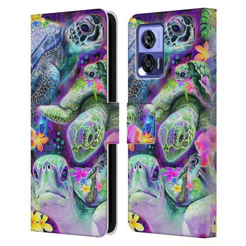Sheena Pike Animals Daydream Sea Turtles & Flowers Leather Book Wallet Case Cover For Motorola Edge 30 Neo 5G