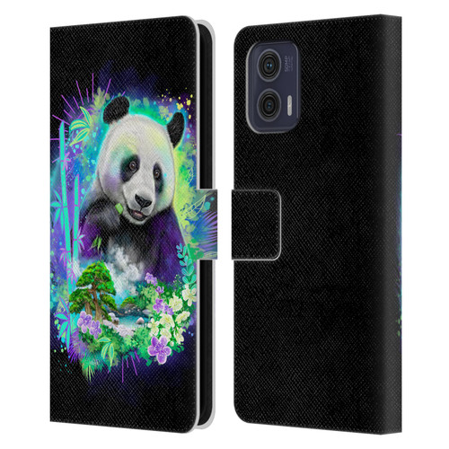 Sheena Pike Animals Rainbow Bamboo Panda Spirit Leather Book Wallet Case Cover For Motorola Moto G73 5G