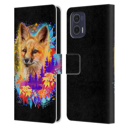 Sheena Pike Animals Red Fox Spirit & Autumn Leaves Leather Book Wallet Case Cover For Motorola Moto G73 5G