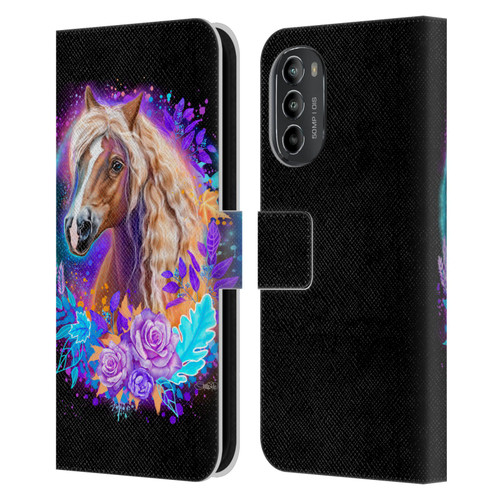 Sheena Pike Animals Purple Horse Spirit With Roses Leather Book Wallet Case Cover For Motorola Moto G82 5G