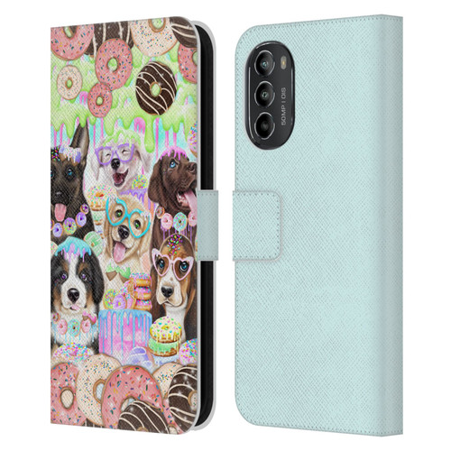 Sheena Pike Animals Puppy Dogs And Donuts Leather Book Wallet Case Cover For Motorola Moto G82 5G