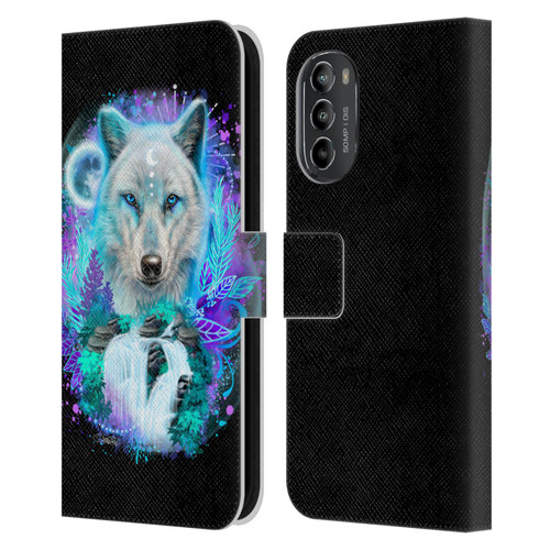 Sheena Pike Animals Winter Wolf Spirit & Waterfall Leather Book Wallet Case Cover For Motorola Moto G82 5G