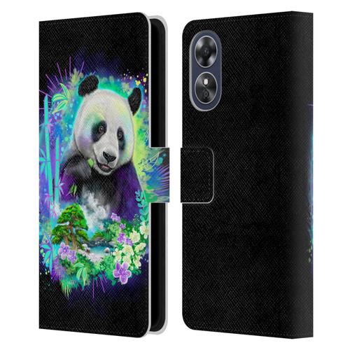 Sheena Pike Animals Rainbow Bamboo Panda Spirit Leather Book Wallet Case Cover For OPPO A17