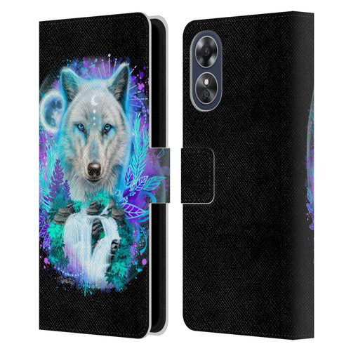 Sheena Pike Animals Winter Wolf Spirit & Waterfall Leather Book Wallet Case Cover For OPPO A17