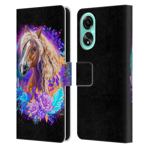 Sheena Pike Animals Purple Horse Spirit With Roses Leather Book Wallet Case Cover For OPPO A78 5G