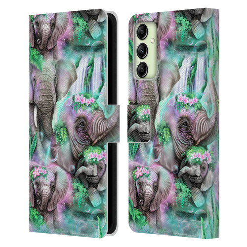Sheena Pike Animals Daydream Elephants Lagoon Leather Book Wallet Case Cover For Samsung Galaxy A14 5G