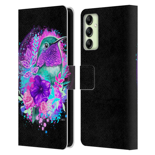 Sheena Pike Animals Purple Hummingbird Spirit Leather Book Wallet Case Cover For Samsung Galaxy A14 5G