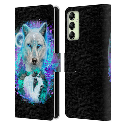 Sheena Pike Animals Winter Wolf Spirit & Waterfall Leather Book Wallet Case Cover For Samsung Galaxy A14 5G