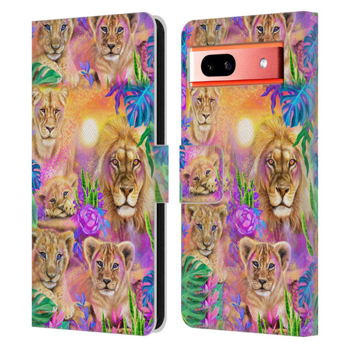 Sheena Pike Big Cats Daydream Lions And Cubs Leather Book Wallet Case Cover For Google Pixel 7a