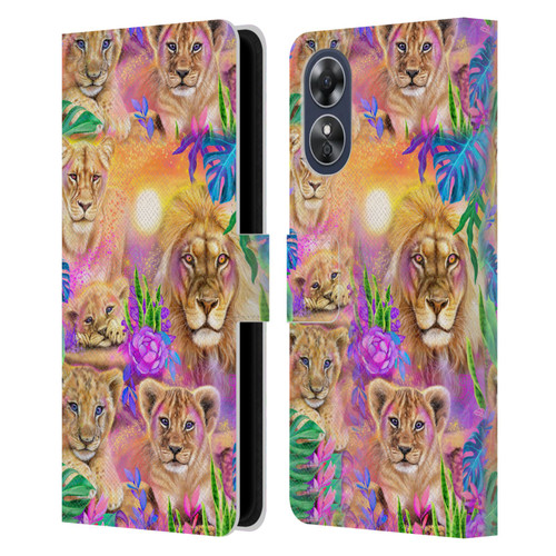 Sheena Pike Big Cats Daydream Lions And Cubs Leather Book Wallet Case Cover For OPPO A17