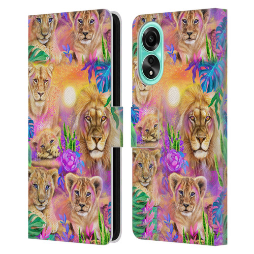 Sheena Pike Big Cats Daydream Lions And Cubs Leather Book Wallet Case Cover For OPPO A78 5G