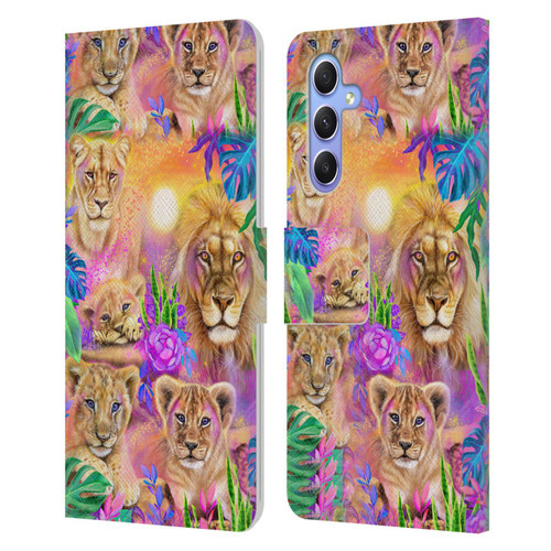 Sheena Pike Big Cats Daydream Lions And Cubs Leather Book Wallet Case Cover For Samsung Galaxy A34 5G