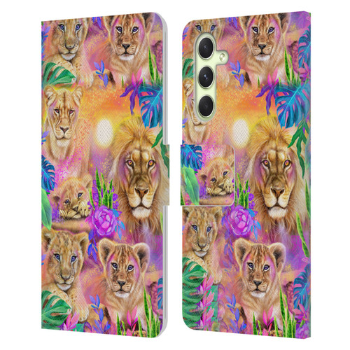 Sheena Pike Big Cats Daydream Lions And Cubs Leather Book Wallet Case Cover For Samsung Galaxy A54 5G