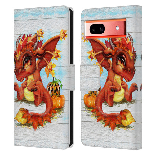 Sheena Pike Dragons Autumn Lil Dragonz Leather Book Wallet Case Cover For Google Pixel 7a