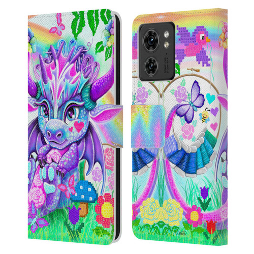 Sheena Pike Dragons Cross-Stitch Lil Dragonz Leather Book Wallet Case Cover For Motorola Moto Edge 40