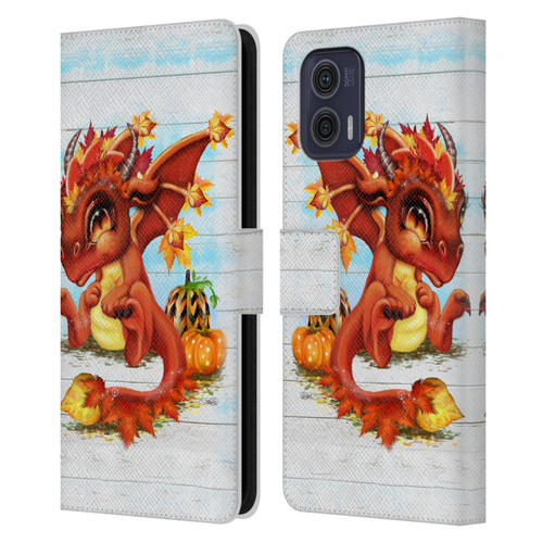 Sheena Pike Dragons Autumn Lil Dragonz Leather Book Wallet Case Cover For Motorola Moto G73 5G