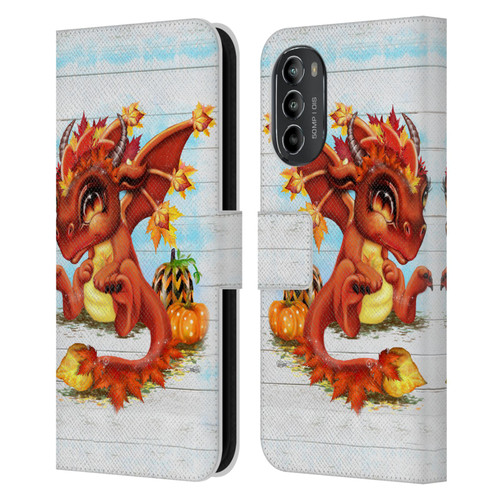 Sheena Pike Dragons Autumn Lil Dragonz Leather Book Wallet Case Cover For Motorola Moto G82 5G