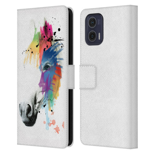 Mark Ashkenazi Animals Horse Portrait Leather Book Wallet Case Cover For Motorola Moto G73 5G