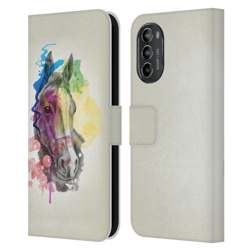 Mark Ashkenazi Animals Horse Leather Book Wallet Case Cover For Motorola Moto G82 5G