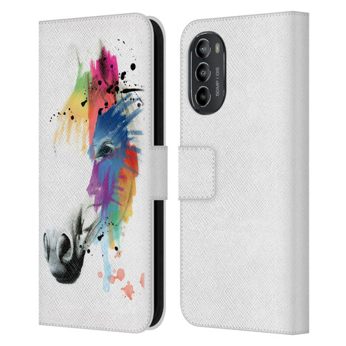Mark Ashkenazi Animals Horse Portrait Leather Book Wallet Case Cover For Motorola Moto G82 5G