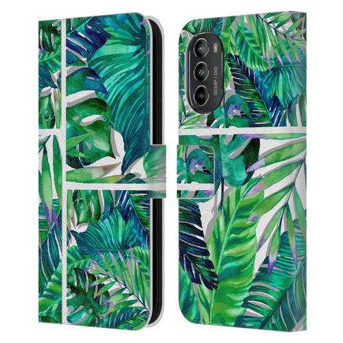 Mark Ashkenazi Banana Life Tropical Green Leather Book Wallet Case Cover For Motorola Moto G82 5G