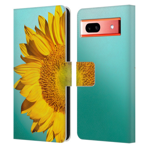 Mark Ashkenazi Florals Sunflowers Leather Book Wallet Case Cover For Google Pixel 7a
