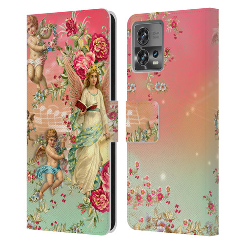 Mark Ashkenazi Florals Angels Leather Book Wallet Case Cover For Motorola Moto Edge 30 Fusion