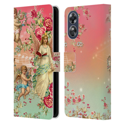 Mark Ashkenazi Florals Angels Leather Book Wallet Case Cover For OPPO A17