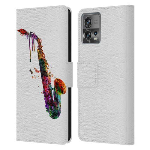 Mark Ashkenazi Music Saxophone Leather Book Wallet Case Cover For Motorola Moto Edge 30 Fusion