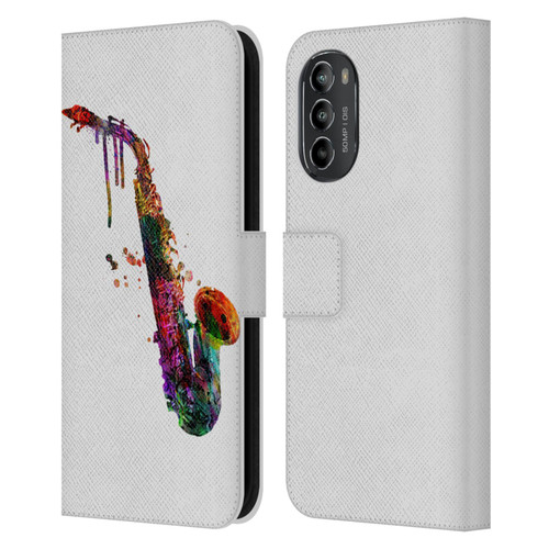 Mark Ashkenazi Music Saxophone Leather Book Wallet Case Cover For Motorola Moto G82 5G