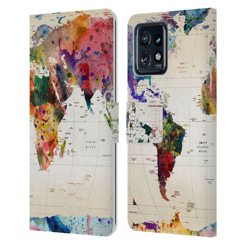 Mark Ashkenazi Pop Culture Map Of The World Leather Book Wallet Case Cover For Motorola Moto Edge 40 Pro/Plus 2023